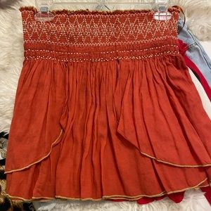 Free people orange gauze mini skirt